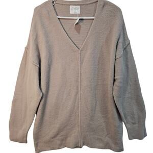 Stylus Lt. Pink V Neck Tunic Length Oversized Soft  Sweater Size XL NWT $48 MSRP